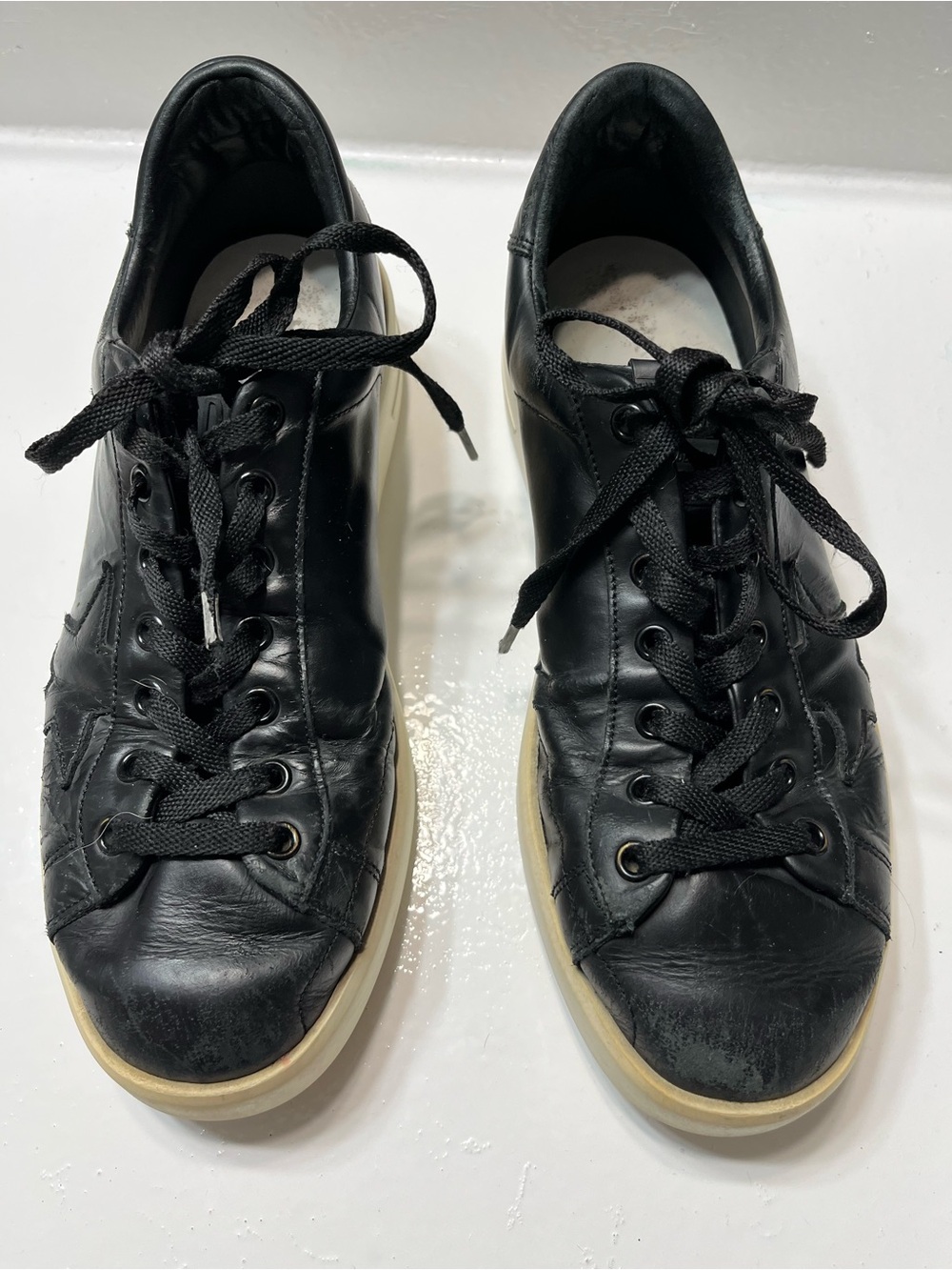 Golden Goose Black Leather Low-Top Sneakers with Off-White Sole